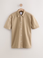 Stone Natural 100% Cotton Waffle Texture Short Sleeve Shirt - Image 6 of 8