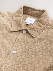 Stone Natural 100% Cotton Waffle Texture Short Sleeve Shirt - Image 8 of 8