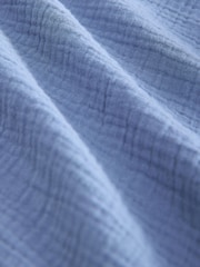 Blue 100% Cotton Cheesecloth Embroidered Short Sleeve Shirt - Image 8 of 9