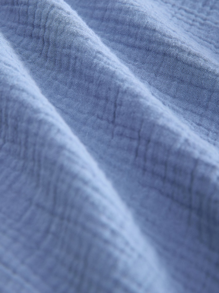 Blue 100% Cotton Cheesecloth Embroidered Short Sleeve Shirt - Image 8 of 9