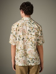 White 100% Cotton Watercolour Printed Short Sleeve Shirt - Image 4 of 8