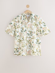 White 100% Cotton Watercolour Printed Short Sleeve Shirt - Image 6 of 8