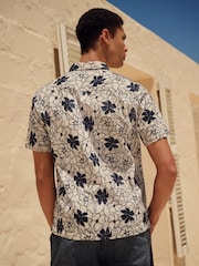 Blue Embroidered Floral Short Sleeve Shirt - Image 3 of 8