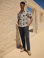 Blue Embroidered Floral Short Sleeve Shirt - Image 4 of 8