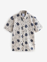 Blue Embroidered Floral Short Sleeve Shirt - Image 6 of 8