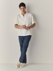 White 100% Cotton Relaxed Fit Short Sleeve Cheesecloth Shirt - Image 2 of 7