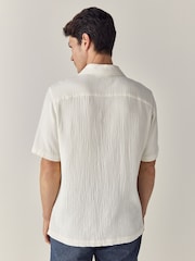White 100% Cotton Relaxed Fit Short Sleeve Cheesecloth Shirt - Image 3 of 7