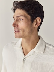 White 100% Cotton Relaxed Fit Short Sleeve Cheesecloth Shirt - Image 4 of 7