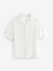 White 100% Cotton Relaxed Fit Short Sleeve Cheesecloth Shirt - Image 5 of 7