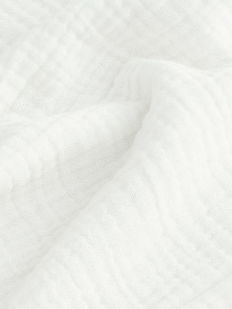 White 100% Cotton Relaxed Fit Short Sleeve Cheesecloth Shirt - Image 6 of 7