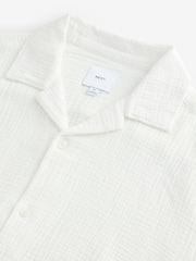 White 100% Cotton Relaxed Fit Short Sleeve Cheesecloth Shirt - Image 7 of 7