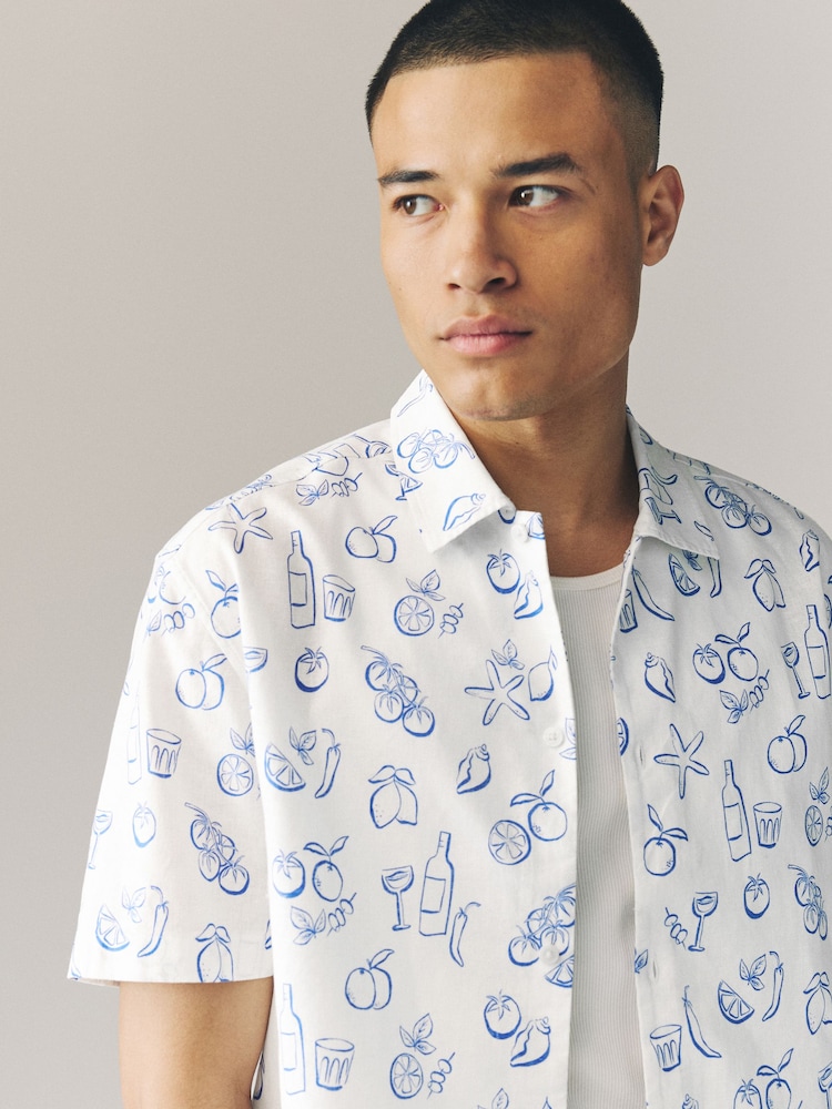 White Lemon Printed Short Sleeve Shirt - Image 1 of 7