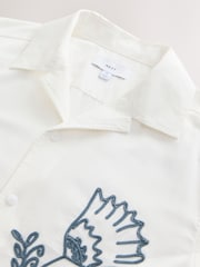 White Embroidered Flower Short Sleeve Shirt - Image 8 of 8