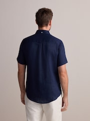Azul marinho - Camisa de manga curta Signature 100% em linho - Imagem 3 de 7