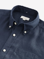 Azul marinho - Camisa de manga curta Signature 100% em linho - Imagem 7 de 7