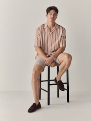 Red 100% Cotton  Textured Stripe Short Sleeve Shirt - Image 2 of 7