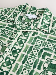Green Watercolour Printed Short Sleeve 100% Cotton Shirt - Image 8 of 9