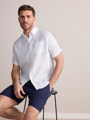 White Signature 100% Linen Short Sleeve Shirt - Image 1 of 8