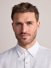 White Signature 100% Linen Short Sleeve Shirt - Image 3 of 8