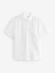 White Signature 100% Linen Short Sleeve Shirt - Image 6 of 8