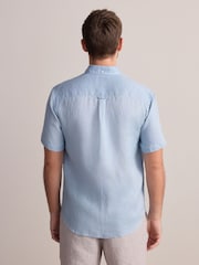Azul claro - Camisa de manga curta Signature 100% em linho - Imagem 3 de 7