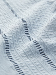 Blue 100% Cotton Textured Broderie Short Sleeve Shirt - Image 8 of 8