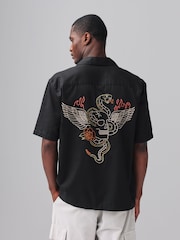Black Embroidered Short Sleeve Shirt - Image 1 of 8
