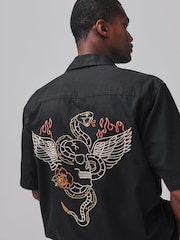 Black Embroidered Short Sleeve Shirt - Image 4 of 8