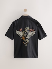 Black Embroidered Short Sleeve Shirt - Image 6 of 8