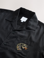 Black Embroidered Short Sleeve Shirt - Image 7 of 8