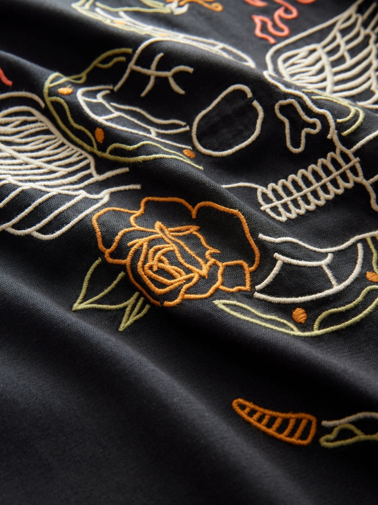 Black Embroidered Short Sleeve Shirt - Image 8 of 8