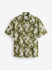Green Tiger Printed Short Sleeve Shirt - Image 1 of 3