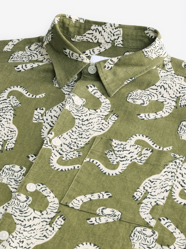 Green Tiger Printed Short Sleeve Shirt - Image 3 of 3