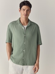 Green 100% Cotton Relaxed Fit Short Sleeve Cheesecloth Shirt - Image 1 of 7