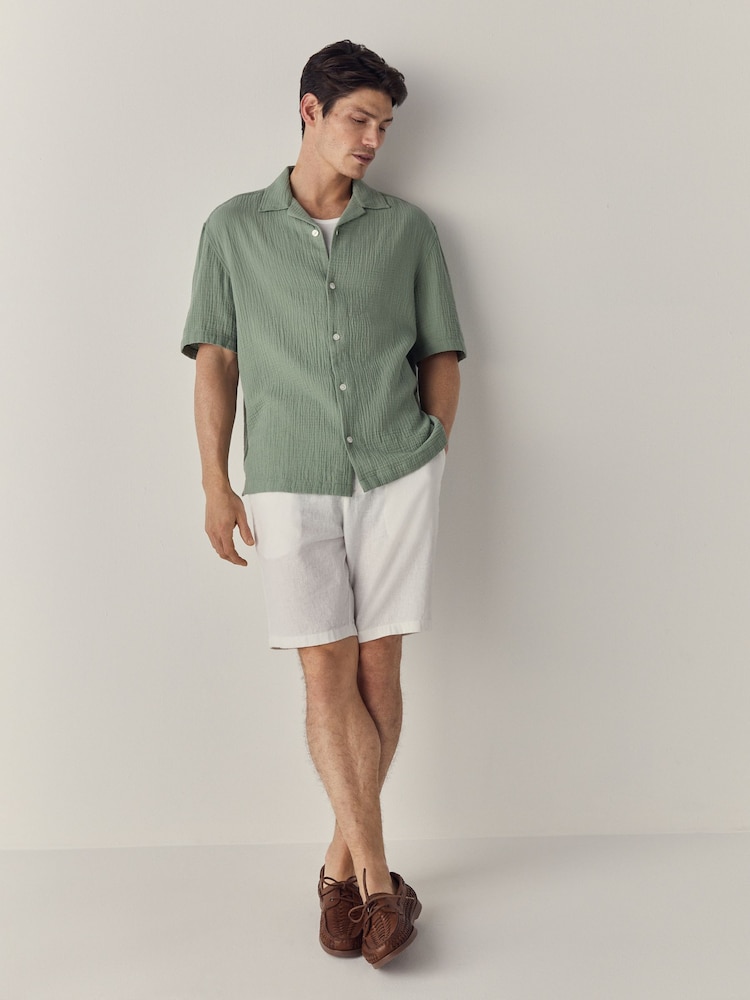 Green 100% Cotton Relaxed Fit Short Sleeve Cheesecloth Shirt - Image 2 of 7