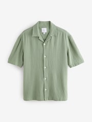 Green 100% Cotton Relaxed Fit Short Sleeve Cheesecloth Shirt - Image 5 of 7