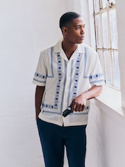 Ecru Embroidered Short Sleeve Shirt - Image 1 of 7