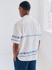 Ecru Embroidered Short Sleeve Shirt - Image 3 of 7