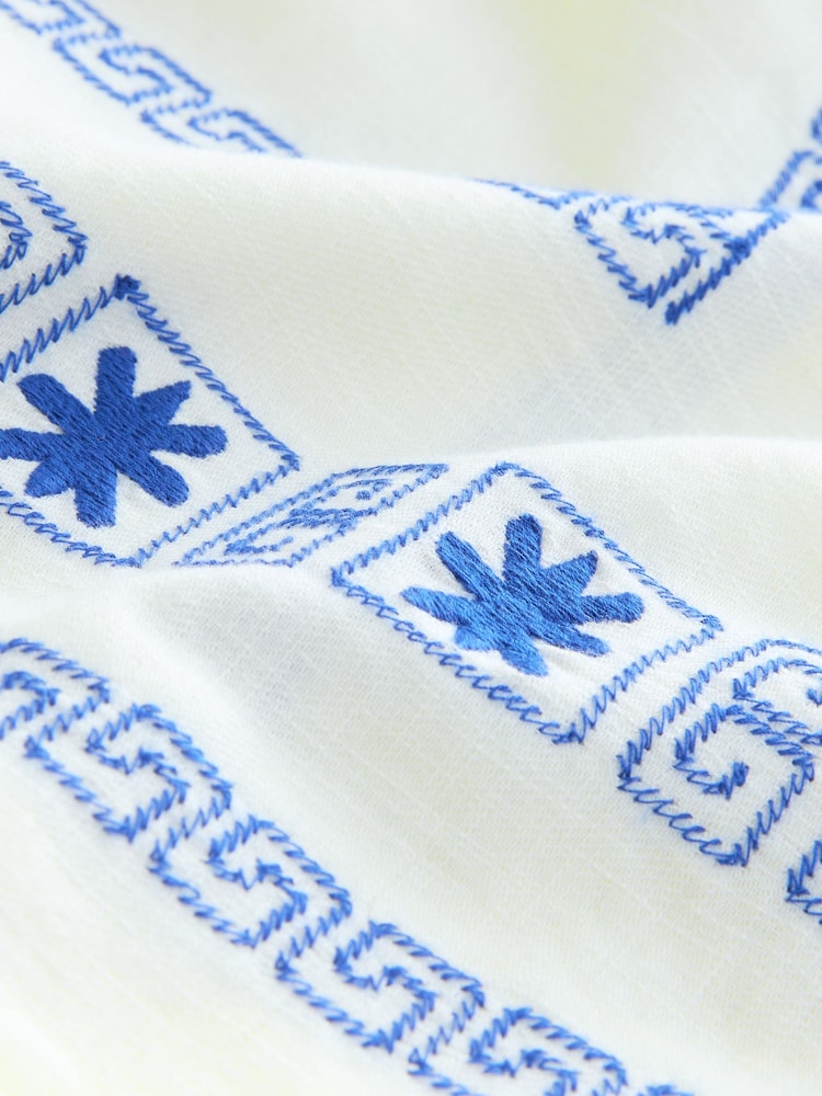 Ecru Embroidered Short Sleeve Shirt - Image 6 of 7