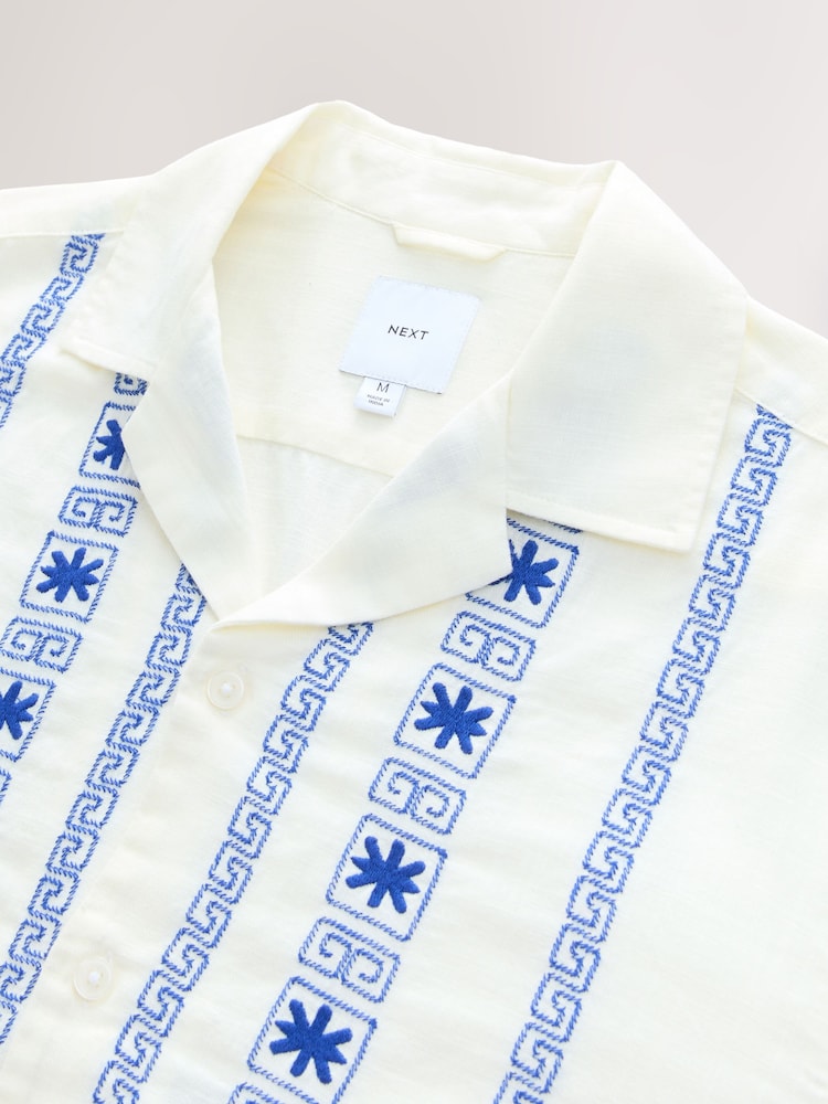 Ecru Embroidered Short Sleeve Shirt - Image 7 of 7