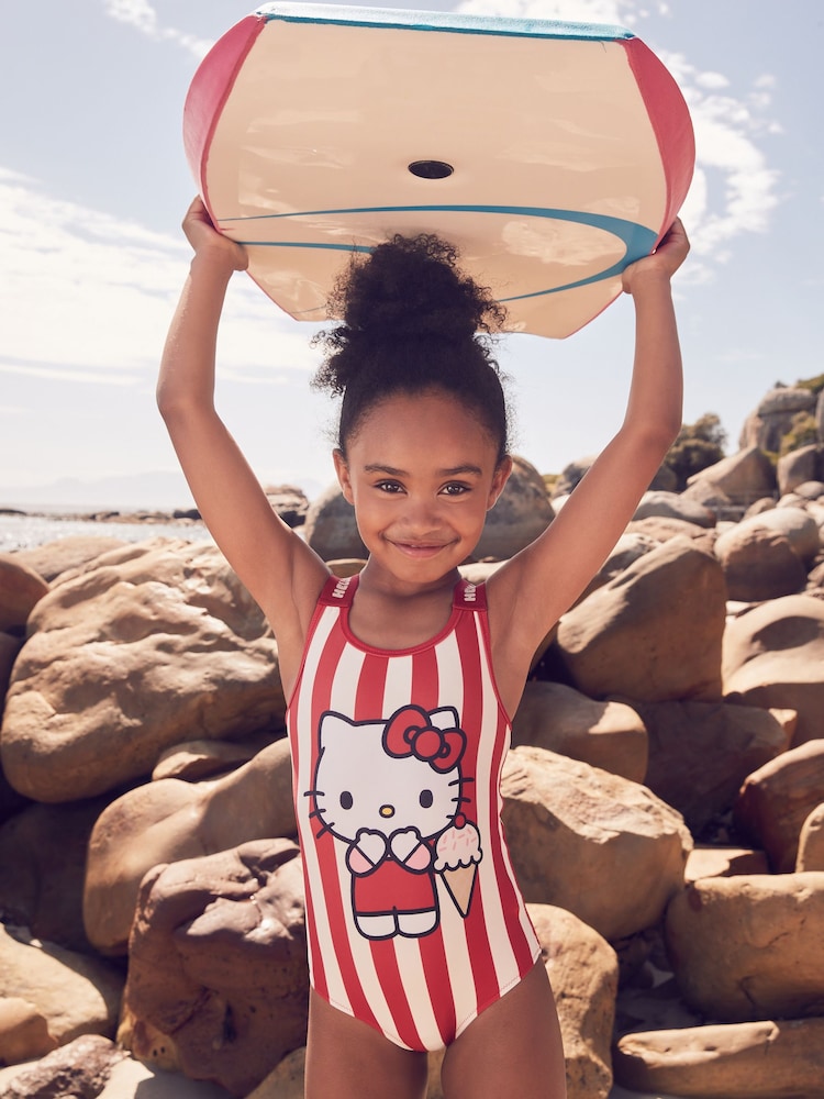 Red/Ecru Stripe Hello Kitty License Swimsuit (3-16yrs) - Image 1 of 7