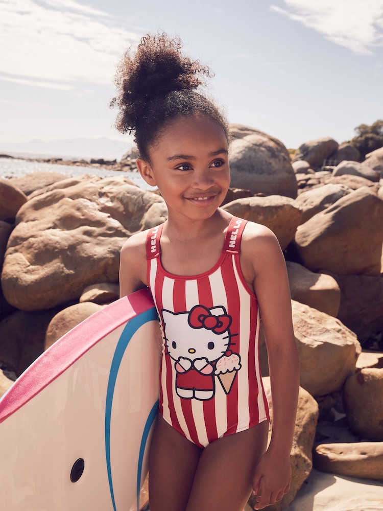 Red/Ecru Stripe Hello Kitty License Swimsuit (3-16yrs) - Image 2 of 7