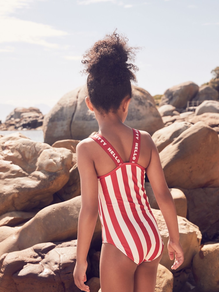 Red/Ecru Stripe Hello Kitty License Swimsuit (3-16yrs) - Image 3 of 7