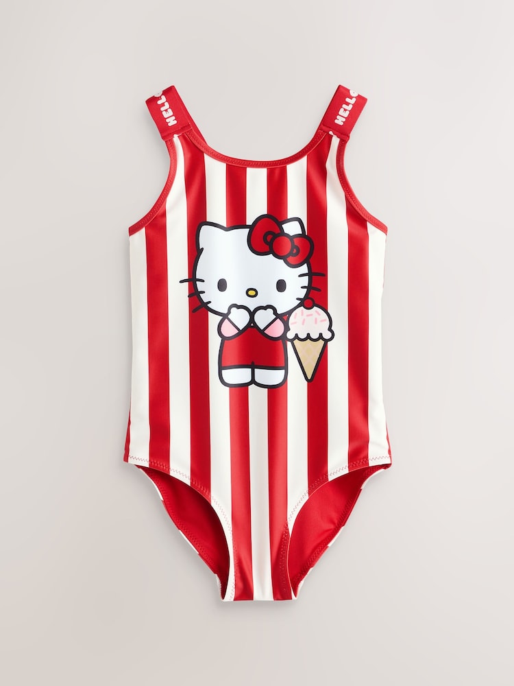 Red/Ecru Stripe Hello Kitty License Swimsuit (3-16yrs) - Image 4 of 7