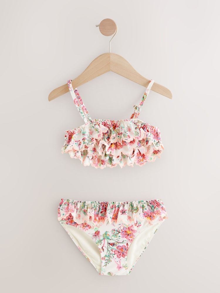 Pink Floral Tiered Bikini (3-16yrs) - Image 4 of 7