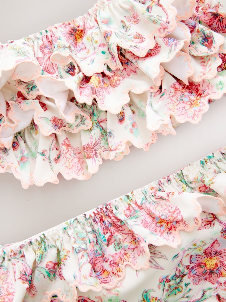 Pink Floral Tiered Bikini (3-16yrs) - Image 6 of 7