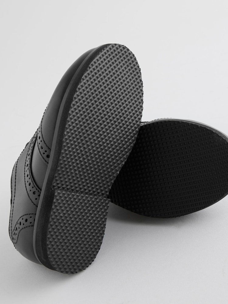 Black Standard Fit (F) Smart Leather Brogue Shoes - Image 4 of 5