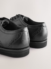 Black Wide Fit (G) Smart Leather Brogue Shoes - Image 3 of 5