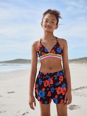 Black Tropical Bikini and Beach Shorts Set (8-16yrs) - Image 1 of 13
