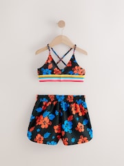 Black Tropical Bikini and Beach Shorts Set (8-16yrs) - Image 10 of 13